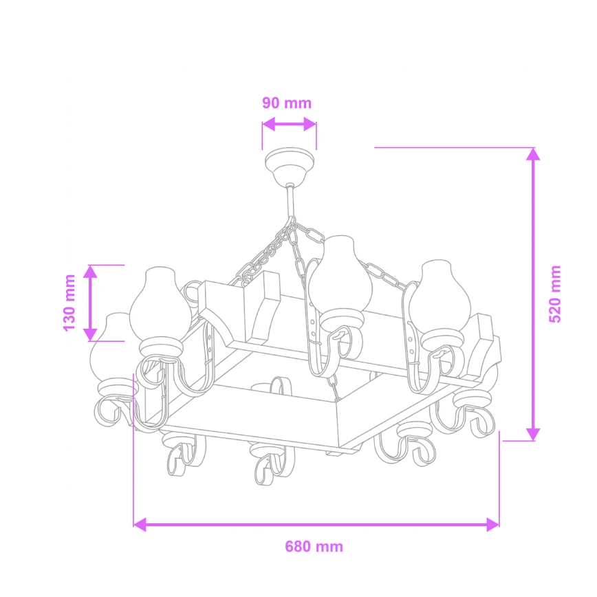Brilagi - Lustre sur chaîne QUEEN 8xE14/40W/230V hêtre/crème