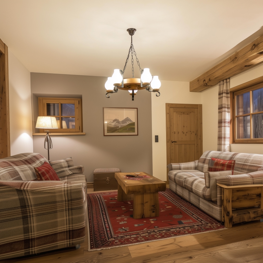 Brilagi - Lustre sur chaîne ROATA 5xE14/40W/230V Ø 50 cm hêtre