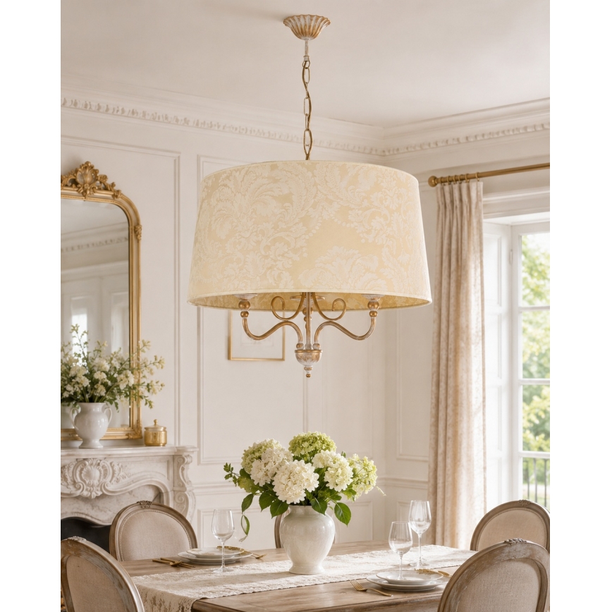 Brilagi - Lustre sur chaîne SONIA 3xE27/15W/230V Ø 56 cm crème/patine