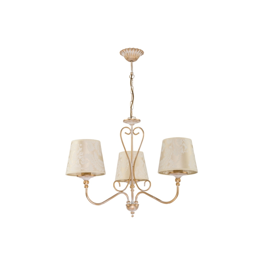 Brilagi - Lustre sur chaîne SONIA 3xE27/15W/230V Ø 64 cm crème/patiné