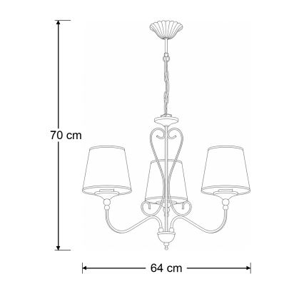 Brilagi - Lustre sur chaîne SONIA 3xE27/15W/230V Ø 64 cm crème/patiné