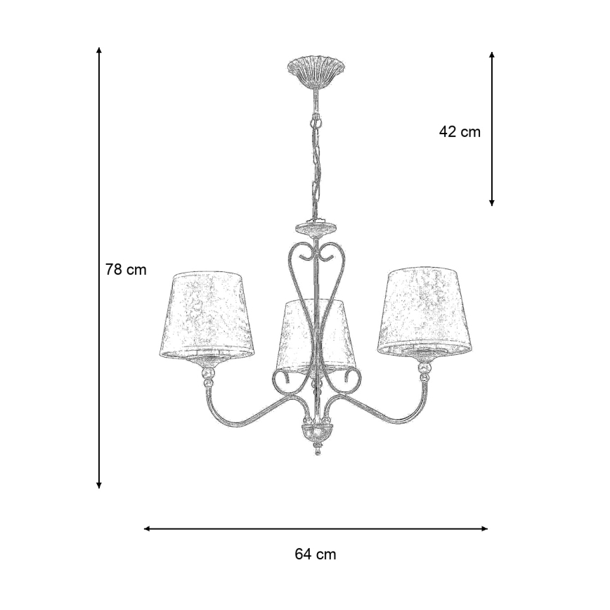 Brilagi - Lustre sur chaîne SONIA 3xE27/15W/230V Ø 64 cm crème/patiné