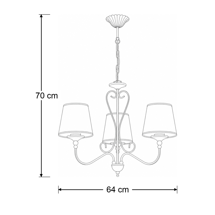 Brilagi - Lustre sur chaîne SONIA 3xE27/15W/230V Ø 64 cm crème/patiné