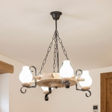 Brilagi - Lustre sur chaîne TIMONA 4xE14/40W/230V chêne