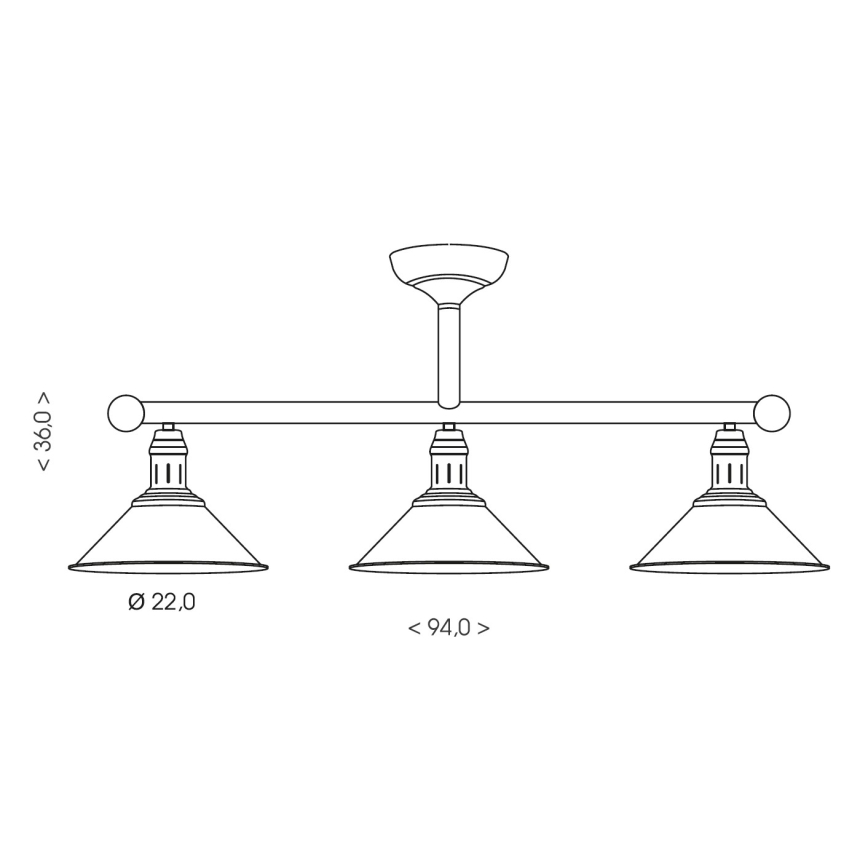 Brilagi - Lustre sur tige FORGE 3xE27/60W/230V patine/doré/noir
