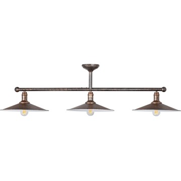 Brilagi - Lustre sur tige FORGE 3xE27/60W/230V patine/doré/noir