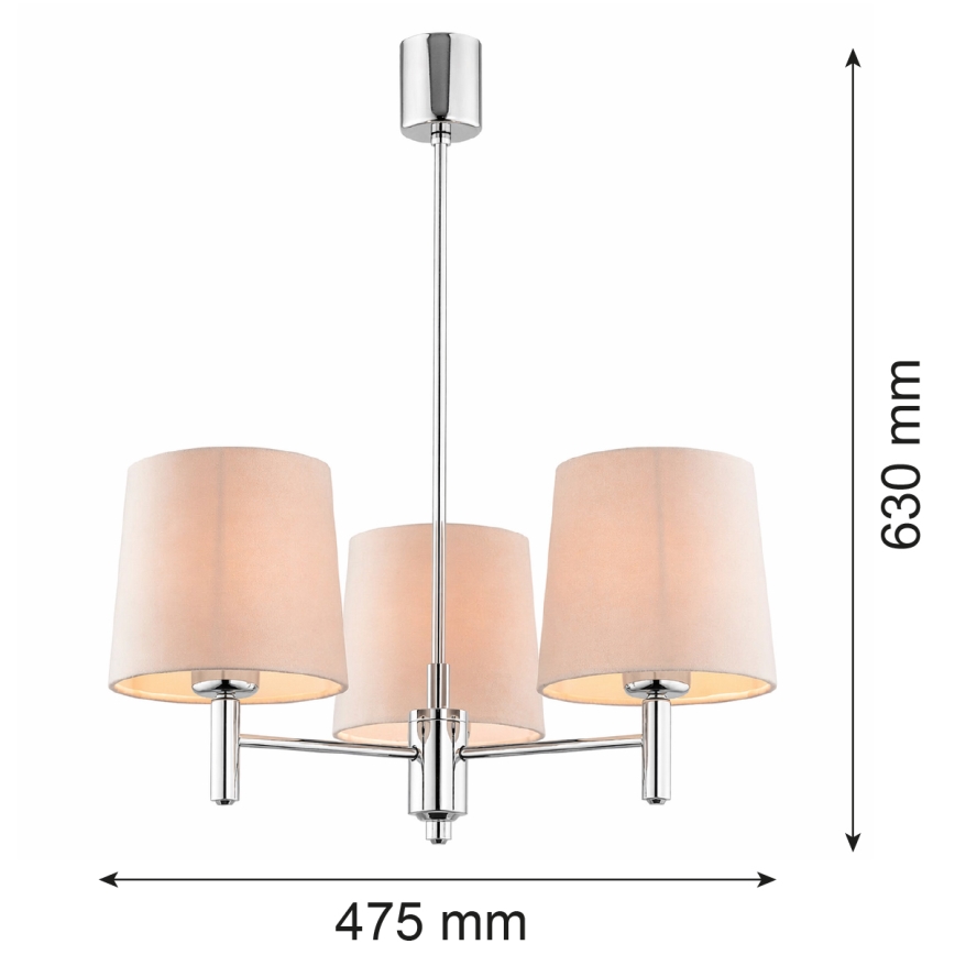 Brilagi - Lustre sur tige MONTE 3xE27/15W/230V beige/chrome poli