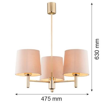 Brilagi - Lustre sur tige MONTE 3xE27/15W/230V beige/doré