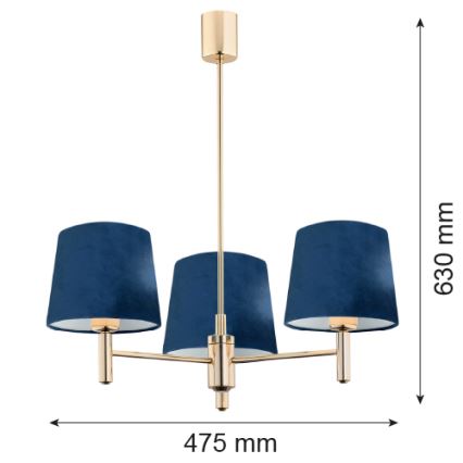 Brilagi - Lustre sur tige MONTE 3xE27/15W/230V bleu/doré