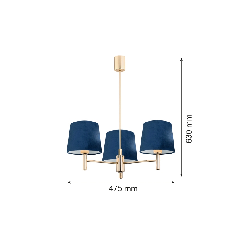 Brilagi - Lustre sur tige MONTE 3xE27/15W/230V bleu/doré