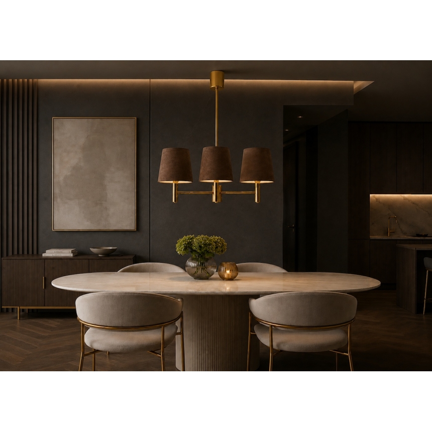 Brilagi - Lustre sur tige MONTE 3xE27/15W/230V brun/doré