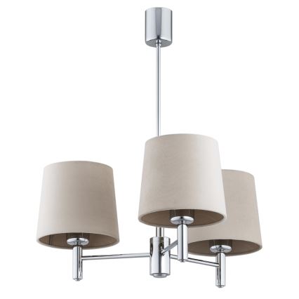 Brilagi - Lustre sur tige MONTE 3xE27/60W/230V beige/chrome poli