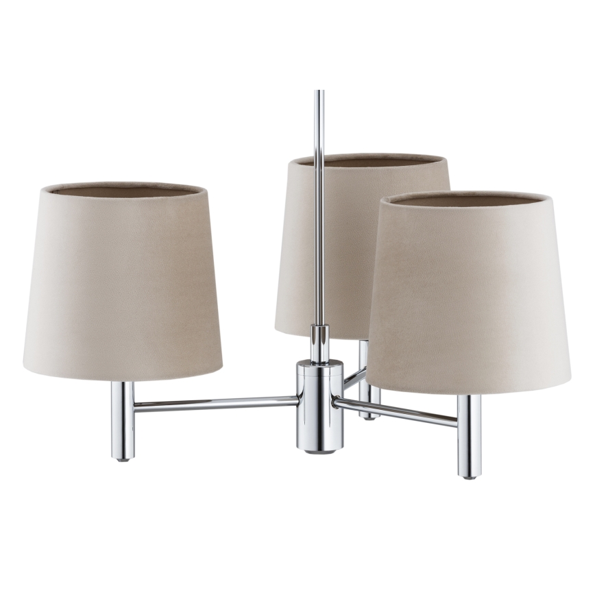 Brilagi - Lustre sur tige MONTE 3xE27/60W/230V beige/chrome poli