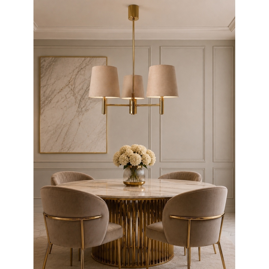 Brilagi - Lustre sur tige MONTE 3xE27/60W/230V beige/doré