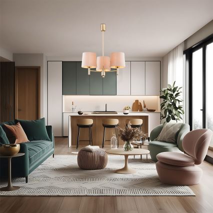 Brilagi - Lustre sur tige MONTE 3xE27/60W/230V beige/doré