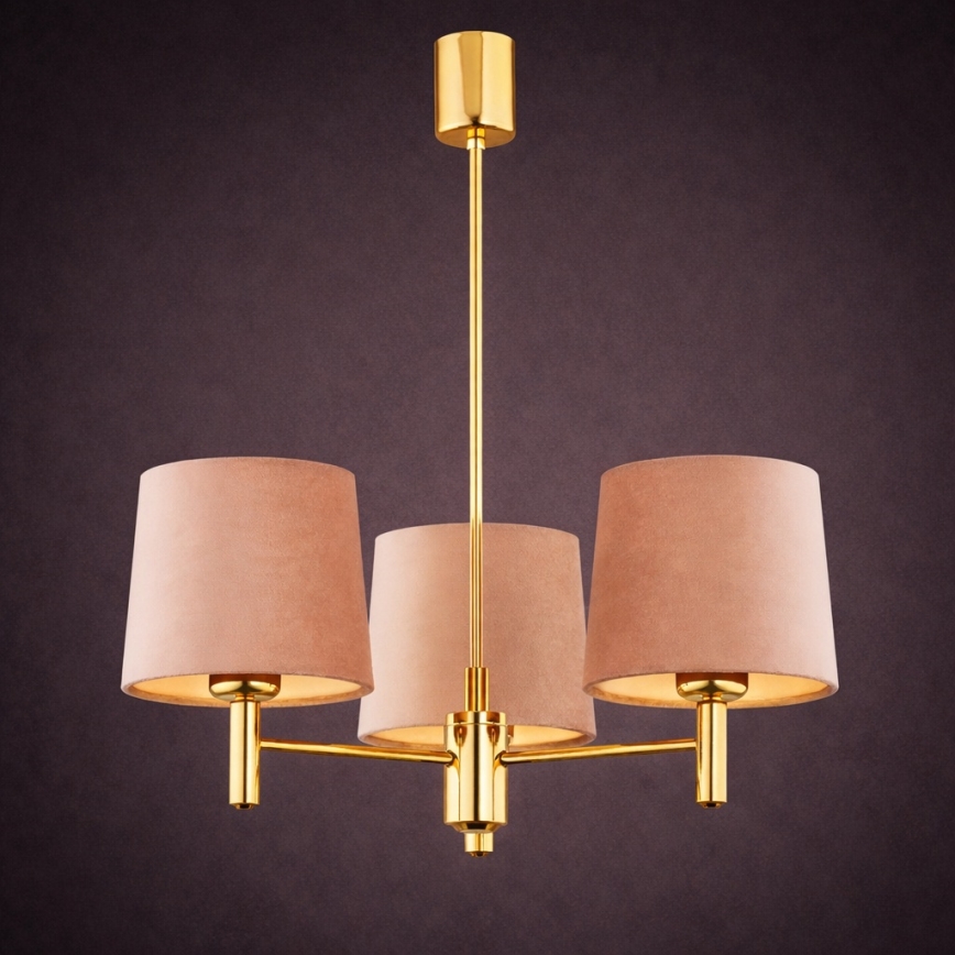 Brilagi - Lustre sur tige MONTE 3xE27/60W/230V beige/doré