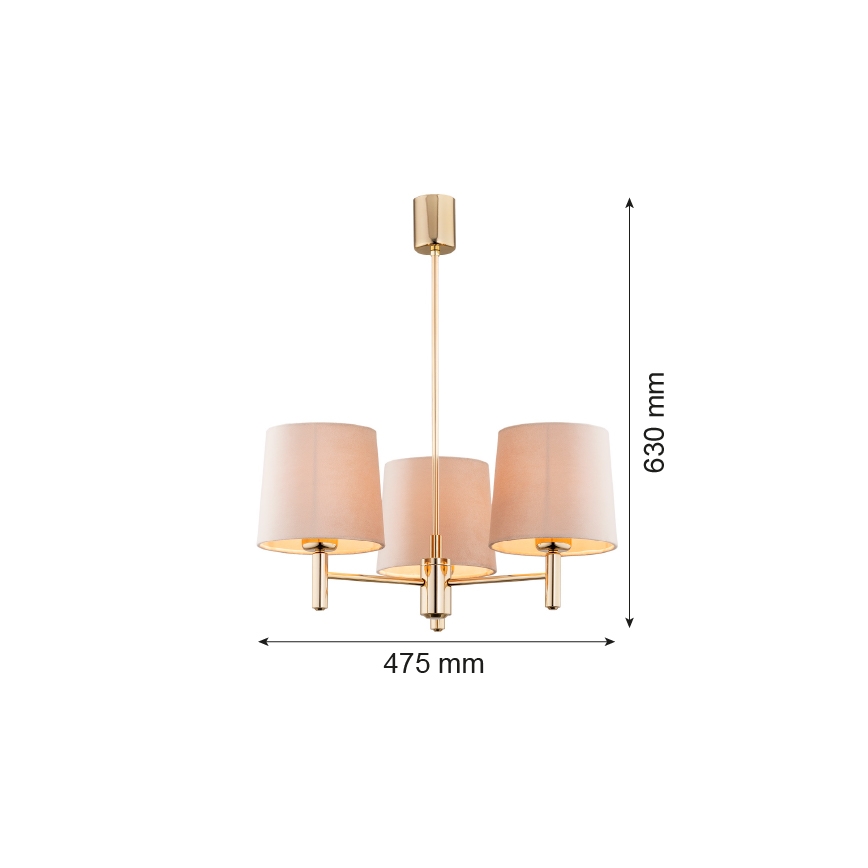 Brilagi - Lustre sur tige MONTE 3xE27/60W/230V beige/doré