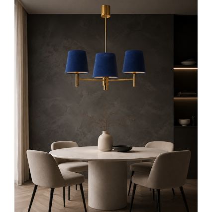 Brilagi - Lustre sur tige MONTE 3xE27/60W/230V bleu/doré