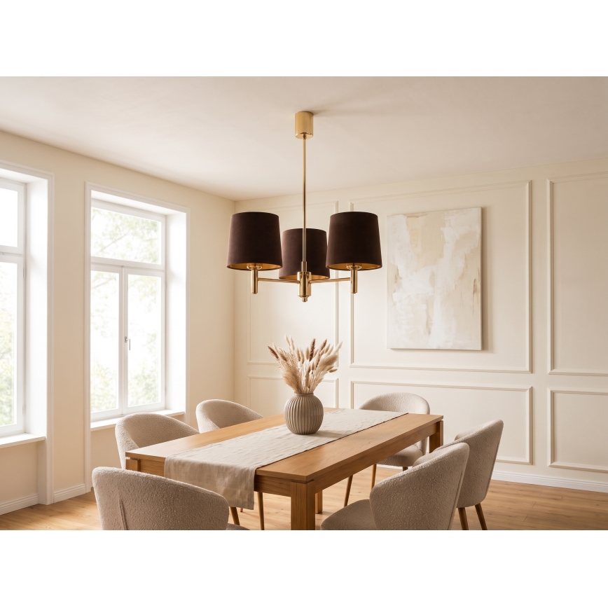 Brilagi - Lustre sur tige MONTE 3xE27/60W/230V brun/doré