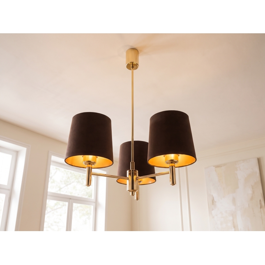 Brilagi - Lustre sur tige MONTE 3xE27/60W/230V brun/doré