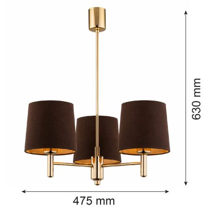Brilagi - Lustre sur tige MONTE 3xE27/60W/230V brun/doré