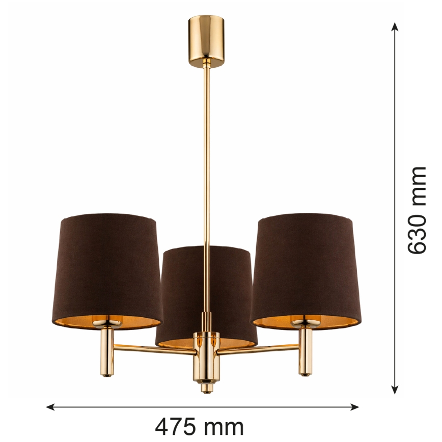 Brilagi - Lustre sur tige MONTE 3xE27/60W/230V brun/doré