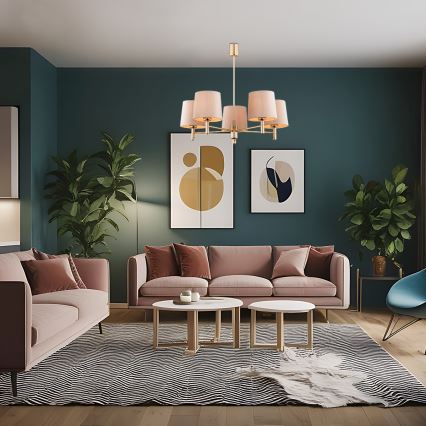 Brilagi - Lustre sur tige MONTE 5xE27/15W/230V beige/doré