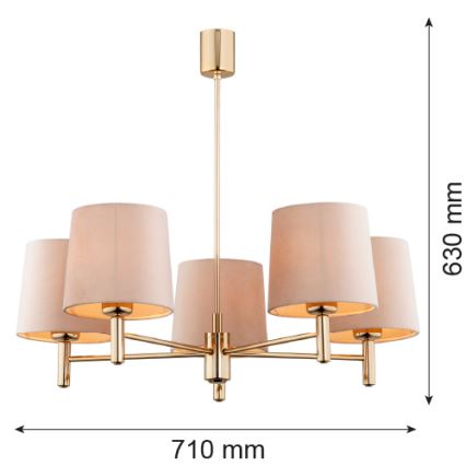 Brilagi - Lustre sur tige MONTE 5xE27/15W/230V beige/doré
