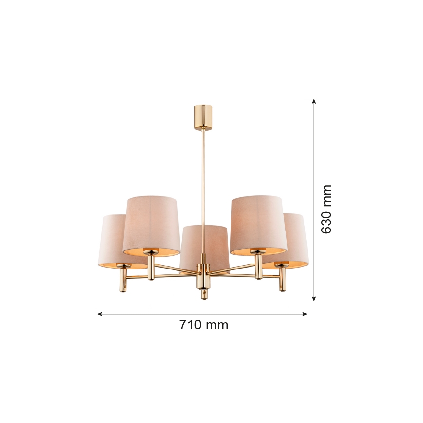 Brilagi - Lustre sur tige MONTE 5xE27/15W/230V beige/doré