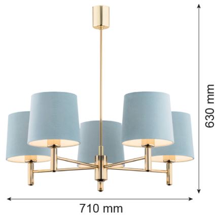 Brilagi - Lustre sur tige MONTE 5xE27/15W/230V bleu/doré