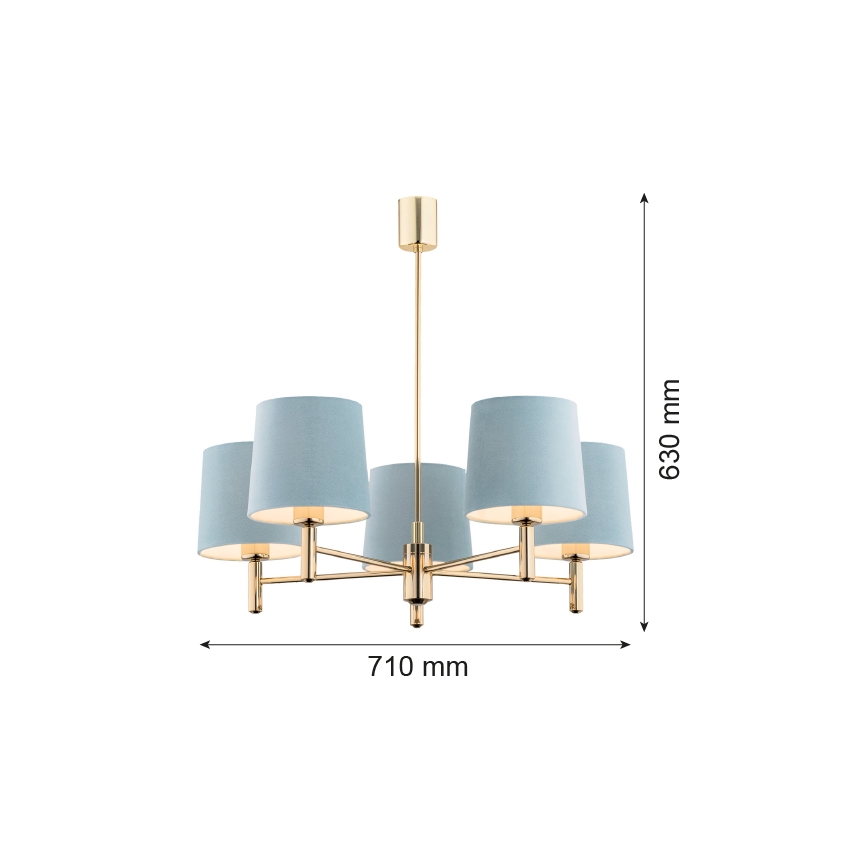 Brilagi - Lustre sur tige MONTE 5xE27/15W/230V bleu/doré