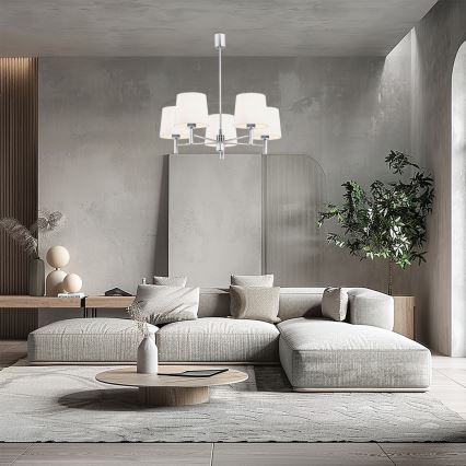 Brilagi - Lustre sur tige MONTE 5xE27/15W/230V crème/chrome brillant