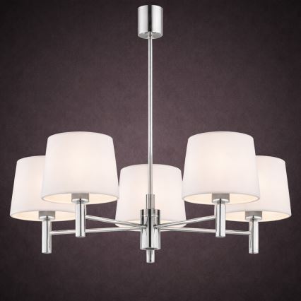 Brilagi - Lustre sur tige MONTE 5xE27/15W/230V crème/chrome brillant
