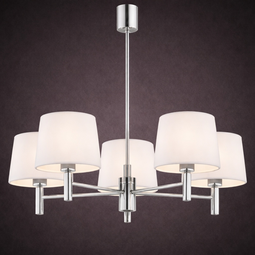 Brilagi - Lustre sur tige MONTE 5xE27/15W/230V crème/chrome brillant