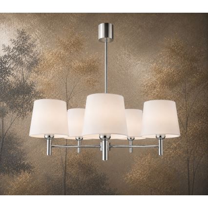 Brilagi - Lustre sur tige MONTE 5xE27/15W/230V crème/chrome brillant
