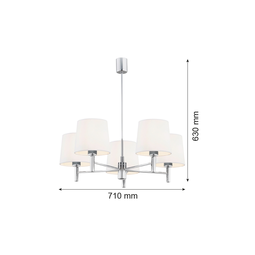 Brilagi - Lustre sur tige MONTE 5xE27/15W/230V crème/chrome brillant