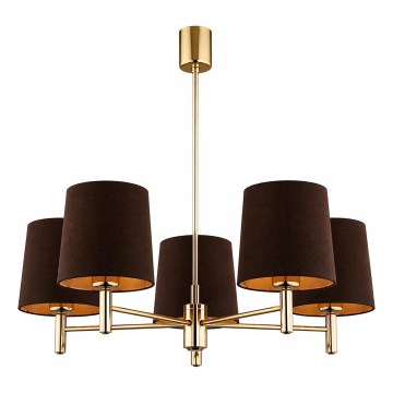 Brilagi - Lustre sur tige MONTE 5xE27/15W/230V marron/doré