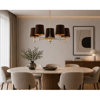 Brilagi - Lustre sur tige MONTE 5xE27/15W/230V marron/doré