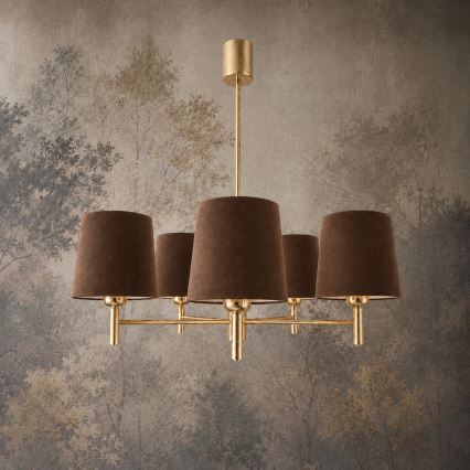 Brilagi - Lustre sur tige MONTE 5xE27/15W/230V marron/doré