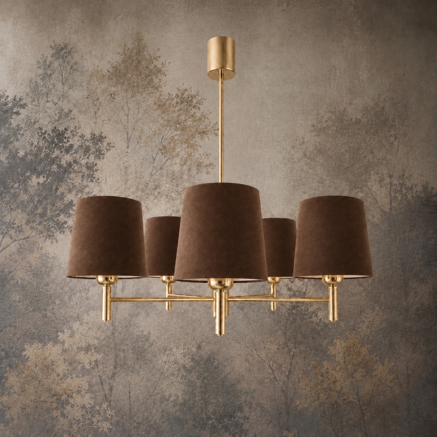 Brilagi - Lustre sur tige MONTE 5xE27/15W/230V marron/doré
