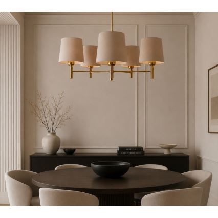 Brilagi - Lustre sur tige MONTE 5xE27/60W/230V beige/doré