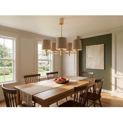 Brilagi - Lustre sur tige MONTE 5xE27/60W/230V beige/doré