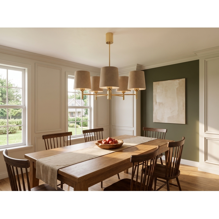 Brilagi - Lustre sur tige MONTE 5xE27/60W/230V beige/doré