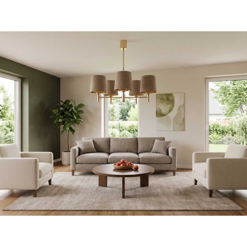Brilagi - Lustre sur tige MONTE 5xE27/60W/230V beige/doré