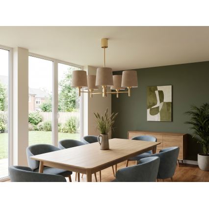 Brilagi - Lustre sur tige MONTE 5xE27/60W/230V beige/doré