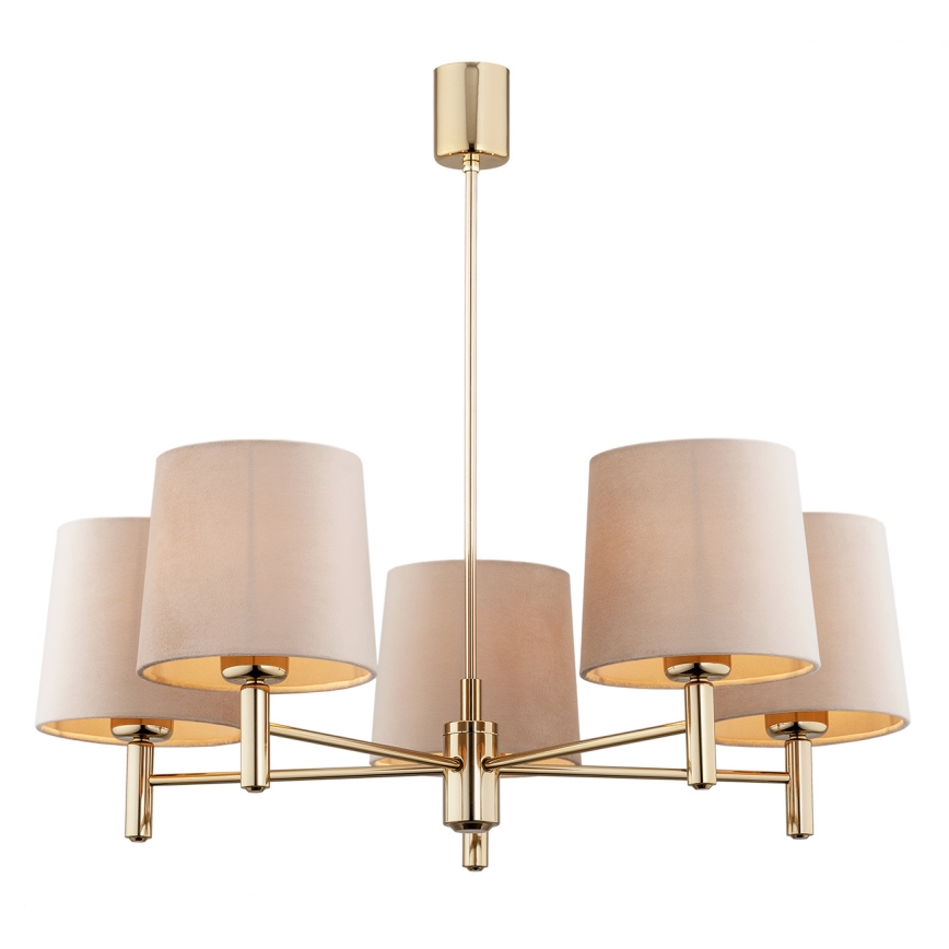 Brilagi - Lustre sur tige MONTE 5xE27/60W/230V beige/doré