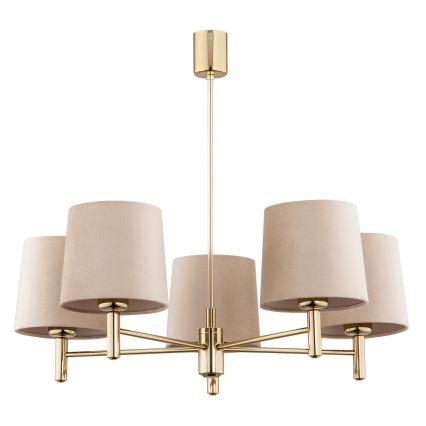 Brilagi - Lustre sur tige MONTE 5xE27/60W/230V beige/doré