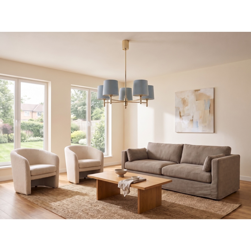 Brilagi - Lustre sur tige MONTE 5xE27/60W/230V bleu/doré