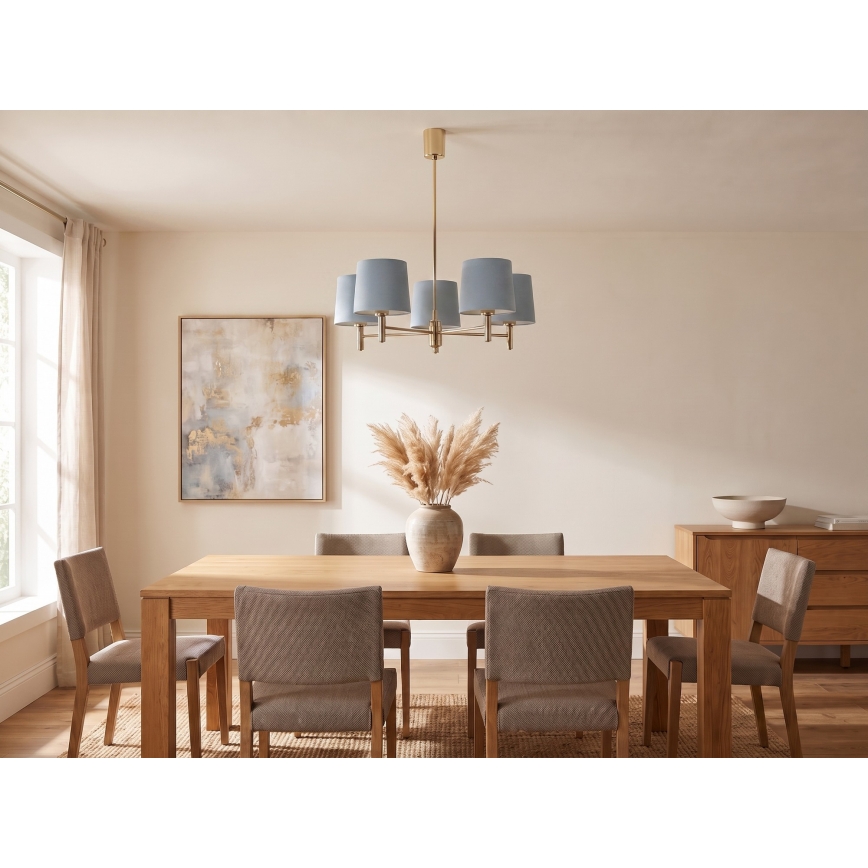 Brilagi - Lustre sur tige MONTE 5xE27/60W/230V bleu/doré