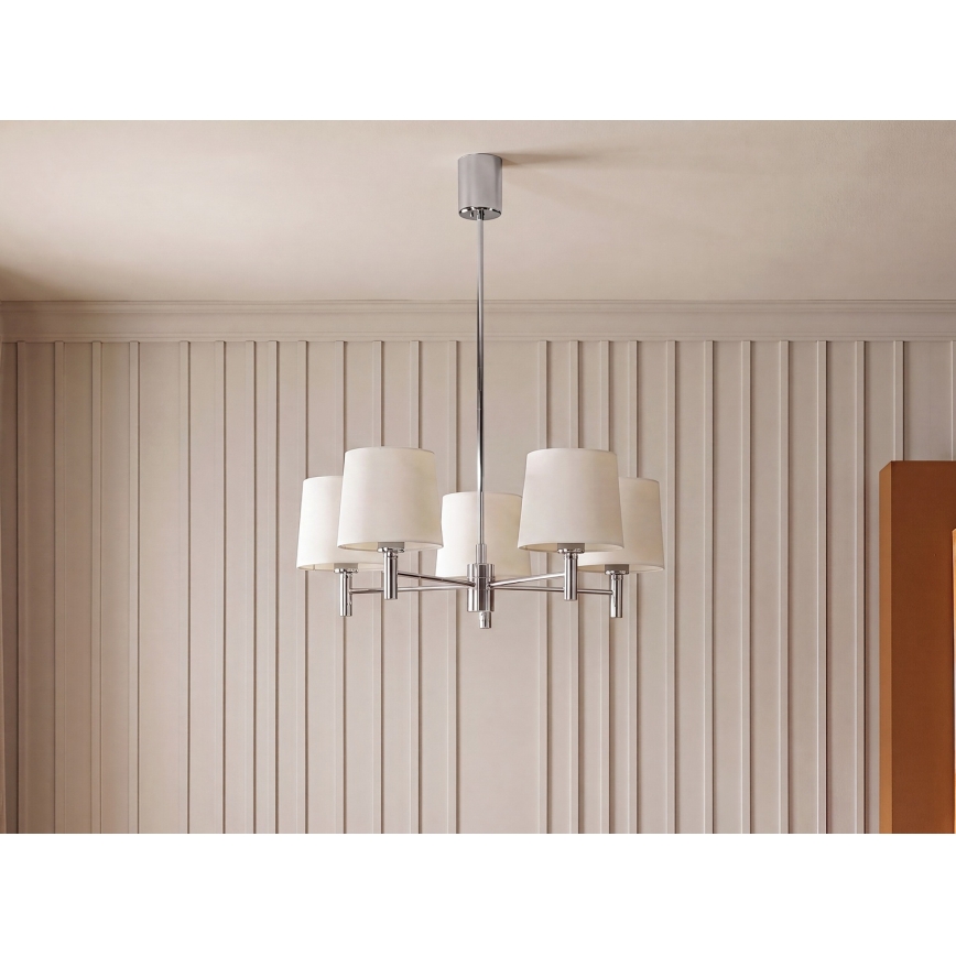 Brilagi - Lustre sur tige MONTE 5xE27/60W/230V crème/chrome brillant